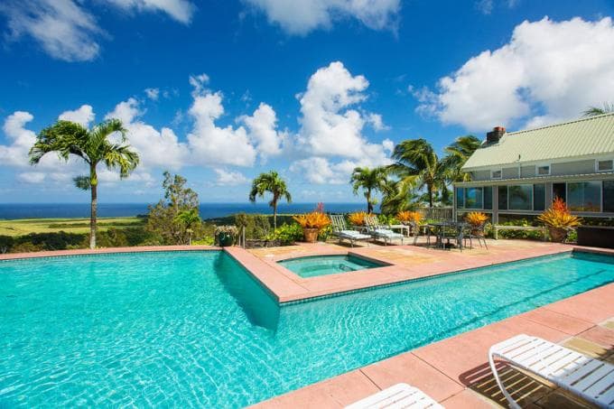 Covered patio with ocean view