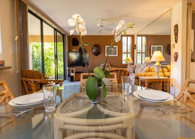 Covered patio with ocean view