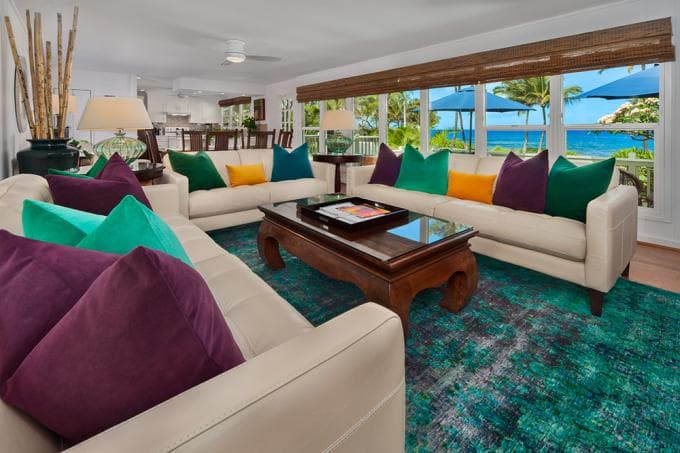 Covered patio with ocean view
