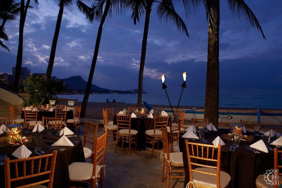 Covered patio with ocean view