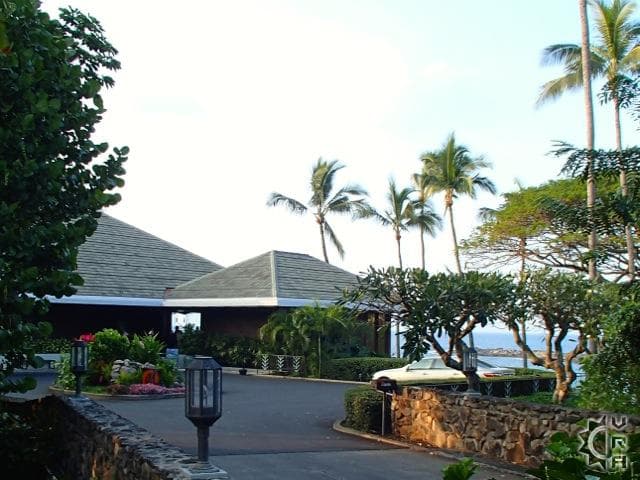 Covered patio with ocean view