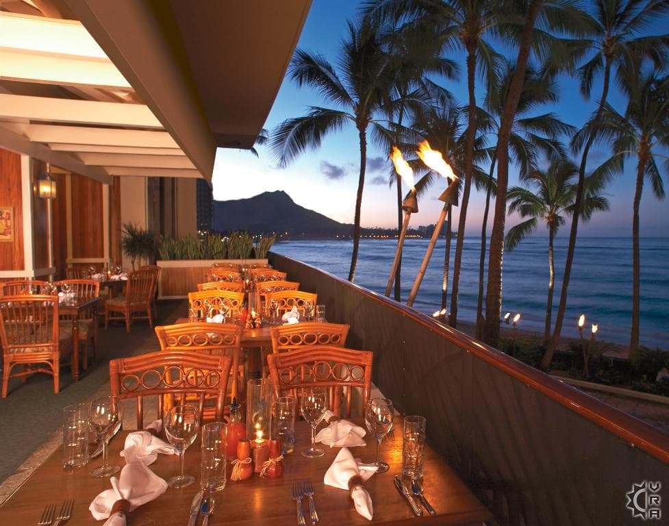 Covered patio with ocean view